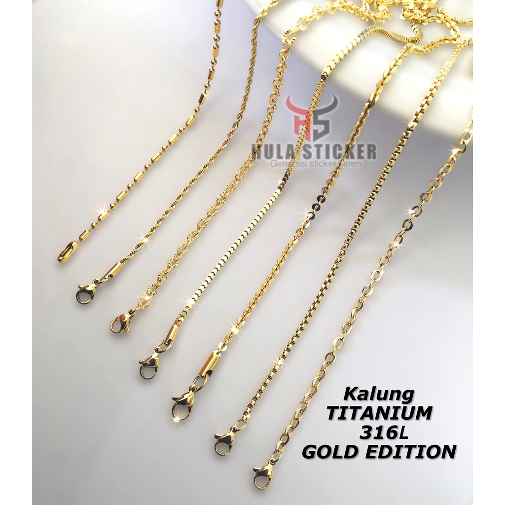 Kalung Titanium Wanita Pria Stainless 316L Premium High Quality Anti Karat - Kalung Rantai Pendant [GOLD]
