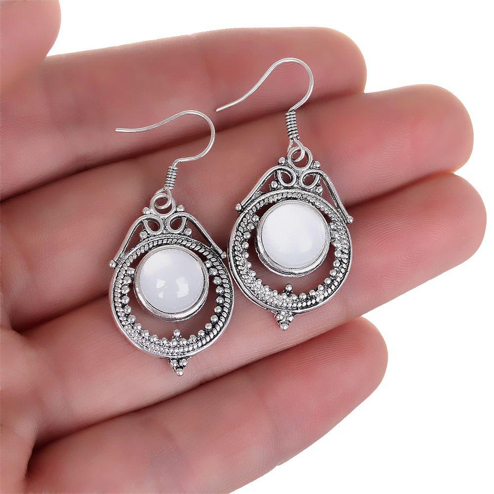 Solighter Moonstone Earrings Pesta Hadiah Ulang Tahun Perhiasan Pengantin Amethyst Menjuntai