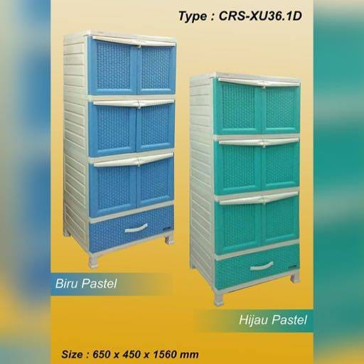 lemari plastik napolly CRS-XU36.1D JUMBO BESAR BIRU HIJAU