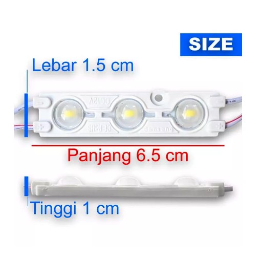 LED Modul 3 Mata 2835 12V 12 Volt Waterproof super terang 1,5w