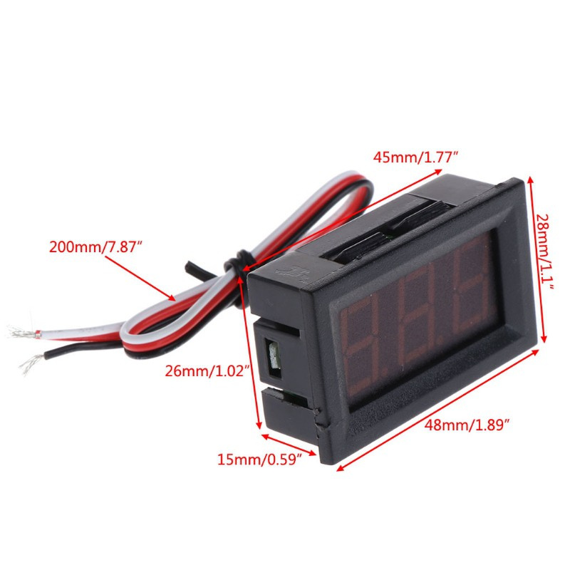 CRE  DC 0-100V 3-Wire Voltmeter LED 0.56in Digital Voltage Meter Panel Monitor Tester