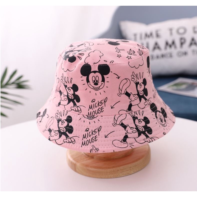 Topi Anak Buket Bucket Pantai Lebar Motif Mickey Unisex Impor-4