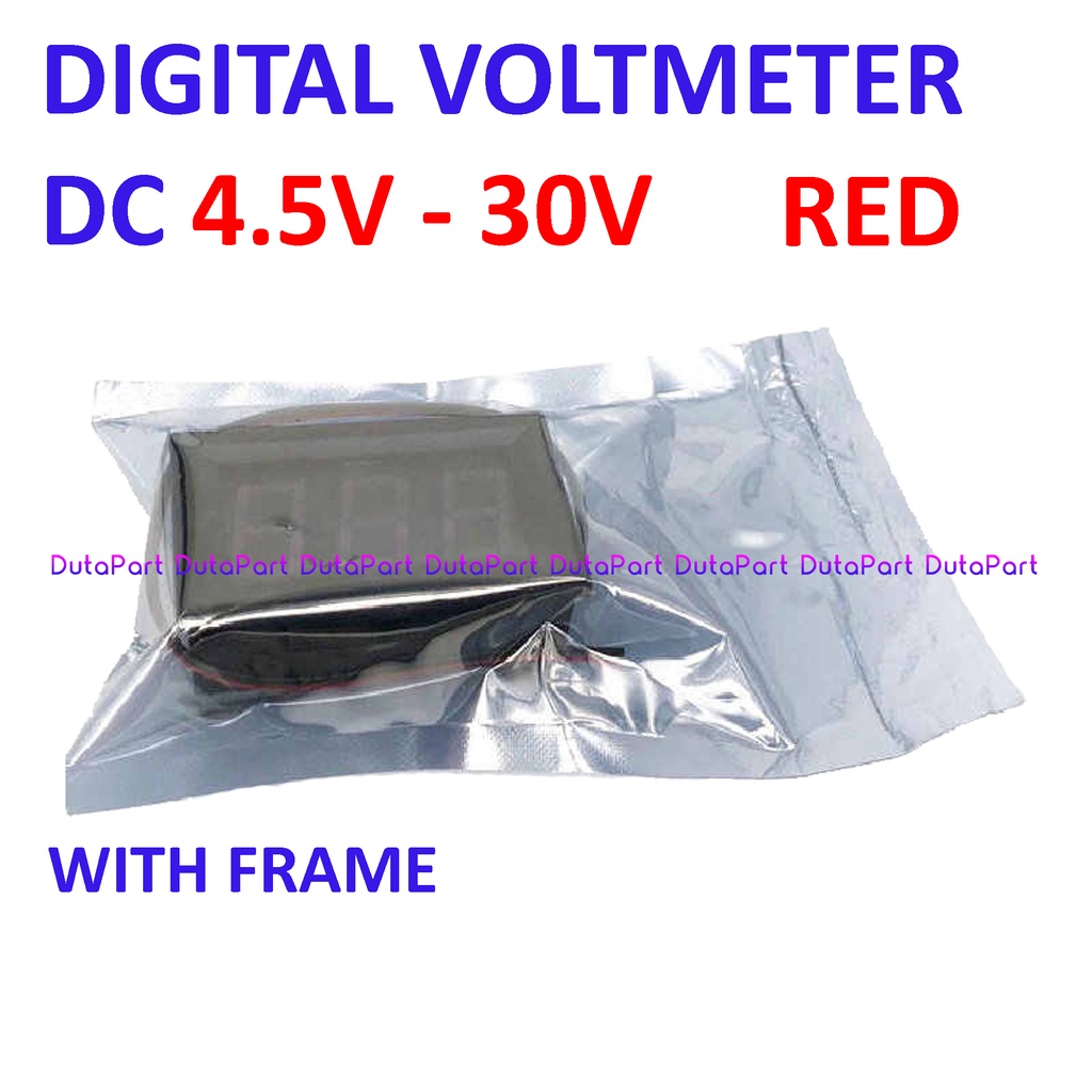 Digital Voltmeter DC 4.5V-30V 0.56&quot; Red Merah 2 Wire Frame Volt Meter