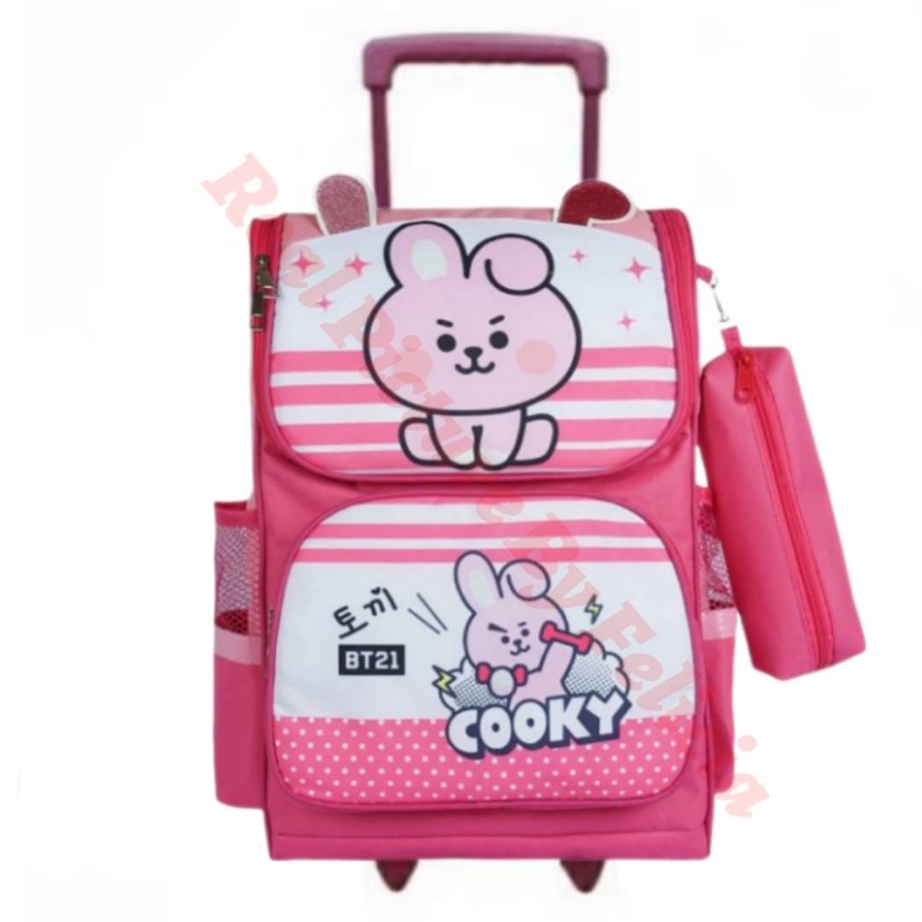 Tas troli anak perempuan tas koper bt21cooky tas ransel anak sd paud tk tas anak sekolah lucu