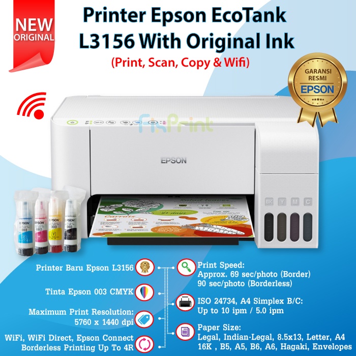 Printer Epson L3250 / L3256 EcoTank Wireless A4 All In One Tinta 003