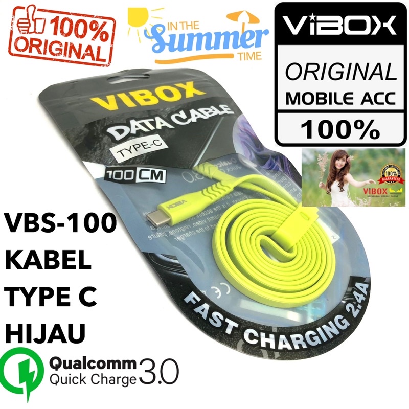 GROSIR KABEL DATA 100CM VIBOX VBS100 MICRO TYPE C IP SPESIAL EDITION SUMMER COLOUR