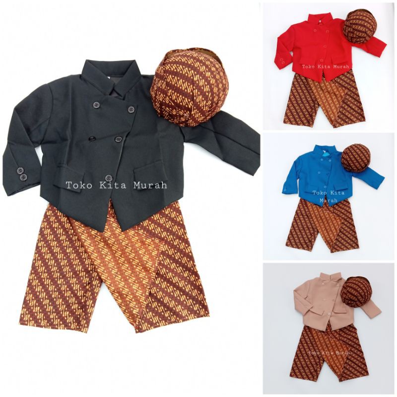 Terlaris  Setelan Baju adat bayi laki laki usia 0-2 tahun - Setelan Baju Adat Jawa Anak - Baju Surja