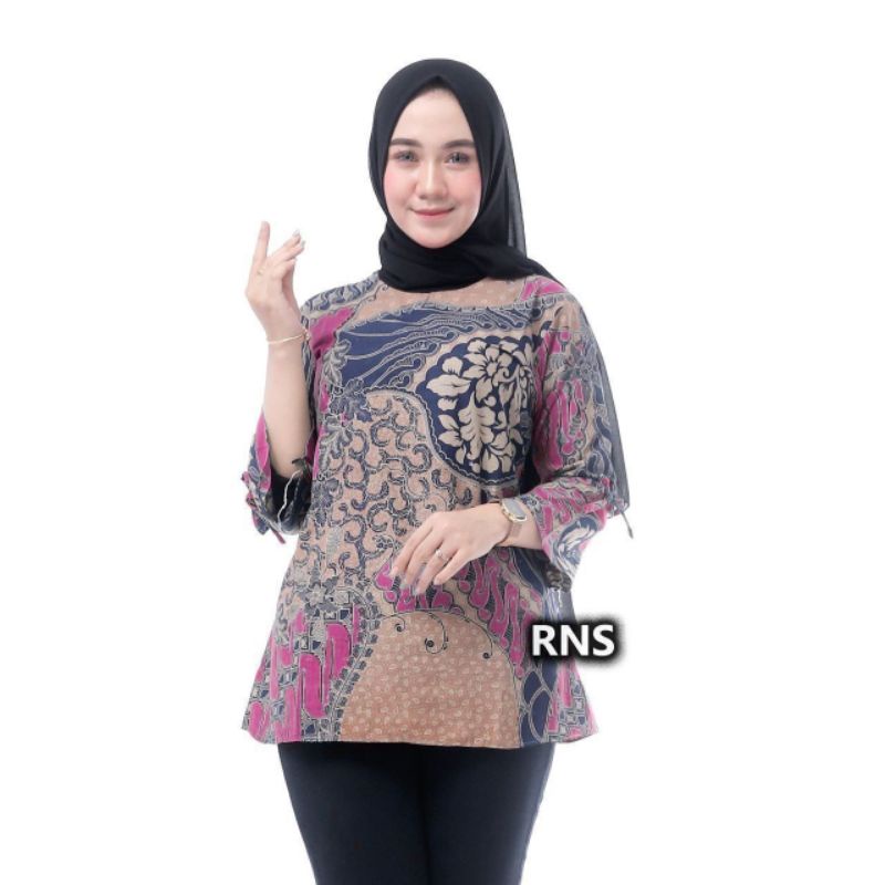 tey-17 Batik wanita ASJ SA HRB026 Kenongo Kemeja Tosca Pendek-Retno batik