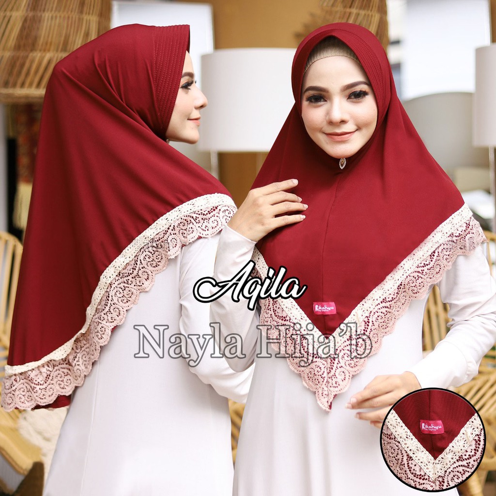 KERUDUNG INSTAN MODEL BERGO AQILA RENDA HIJAB INSTAN JERSEY PREMIUM NAYLA HIJAB