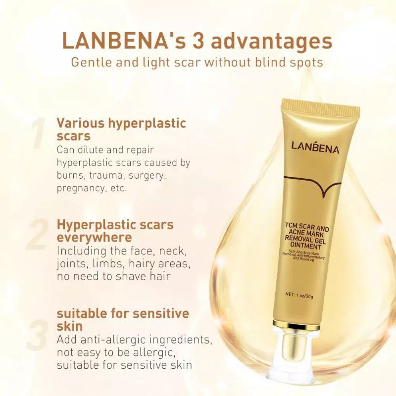 LANBENA TCM Scar and Acne Mark Removal Gel / Penghilang Bekas Oprasi , Jerawat dan Luka