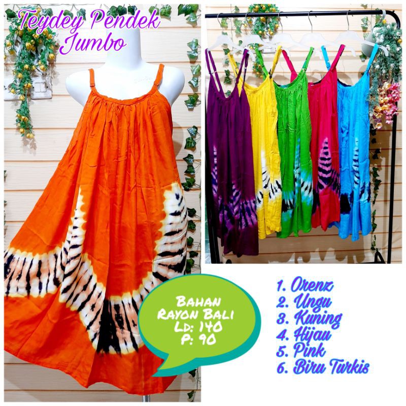 DASTER TIE DEY PENDEK JUMBO LD 140 - BAJU TIDUR SIZE BESAR - DRESS BALI OVERSIZE |BAJU HAMIL | PAKAI