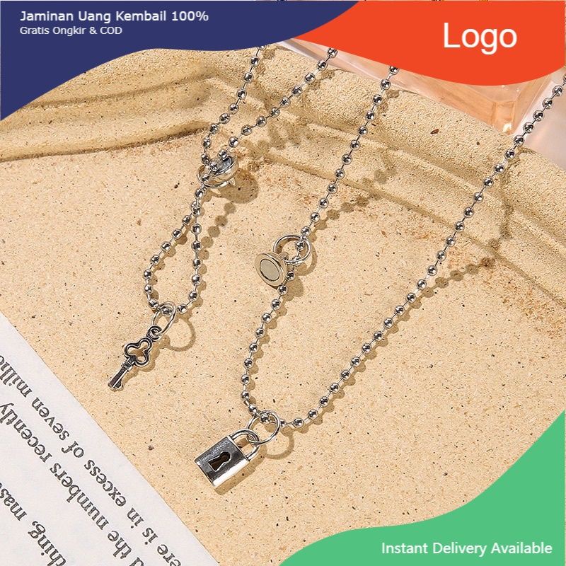 2pcs kalung rantai magnet Couple gembok kunci/ kalung Couple pasangan