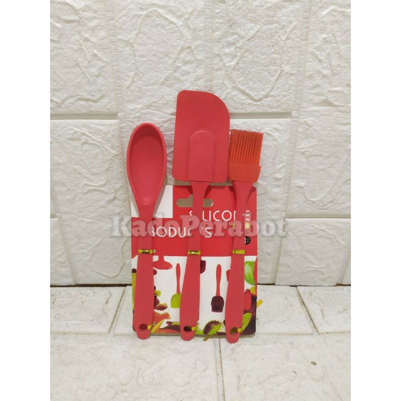 solet kuas silikon set 3 in 1 - solet kuas kue - spatula kue silikon