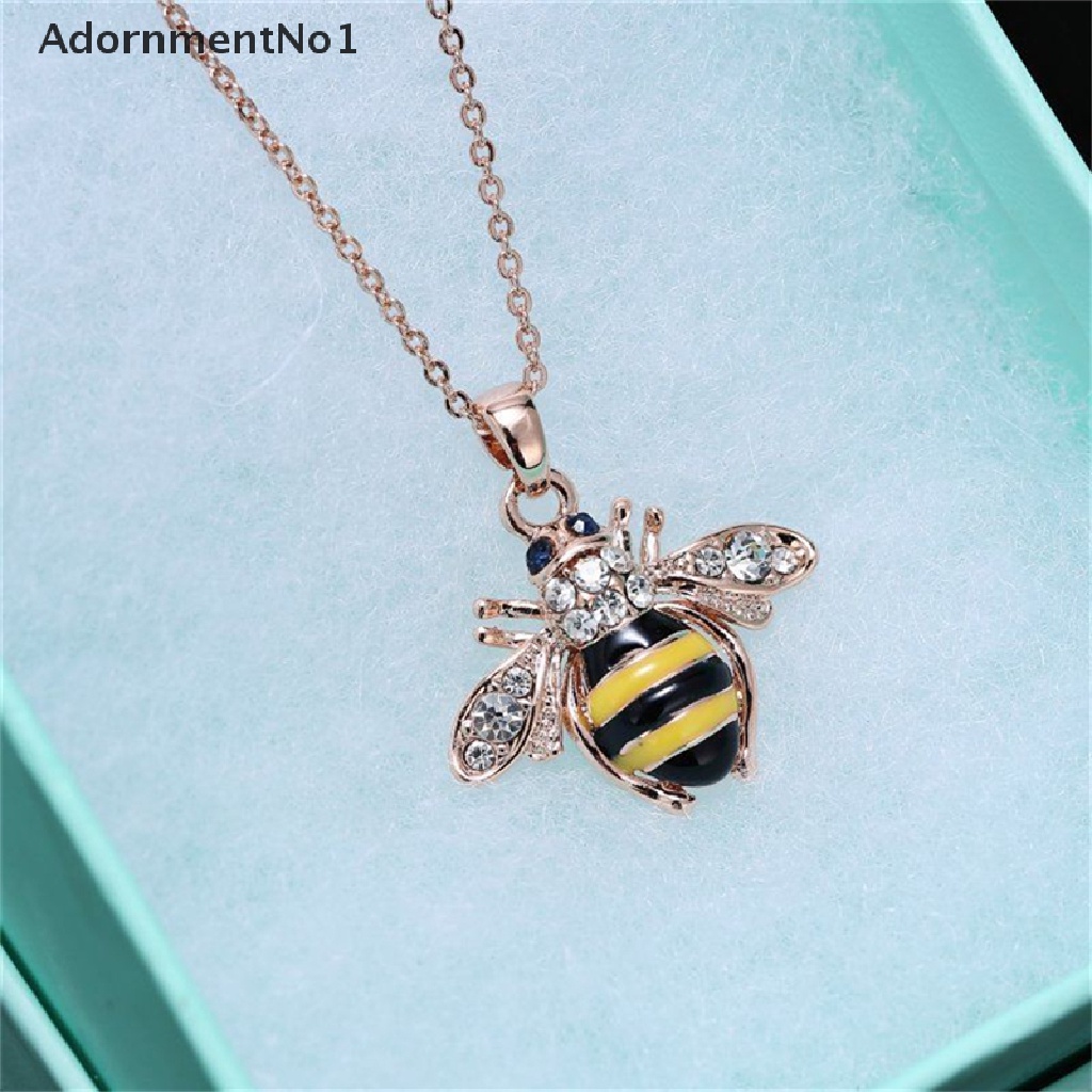 (AdornmentNo1) Kalung Rantai Dengan Liontin Lebah Bumblebee Hias Kristal Untuk Wanita