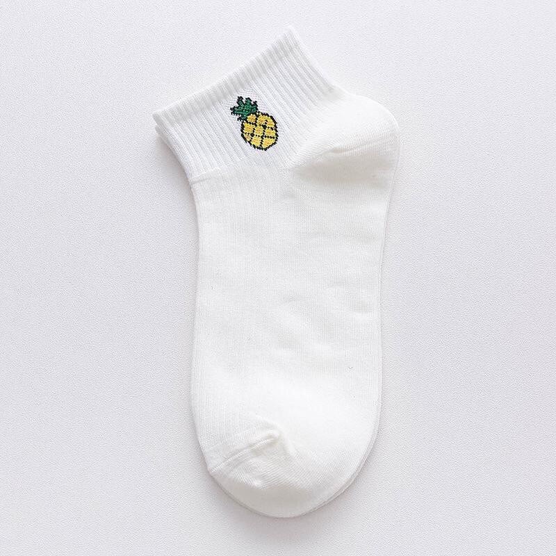 ⭐Bobastore⭐R139 Kaos Kaki Motif Buah Cute Kaoskaki Pendek Socks Fruit Fashion Wanita Korea Import-PUTIH