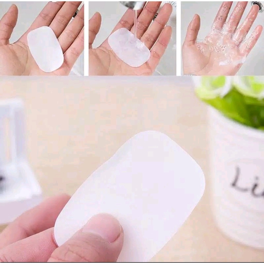 1 Pack Disposable Hand Washing Tablet Travel Carry Toilet Soap Paper Sabun Kotak Kertas Sekali