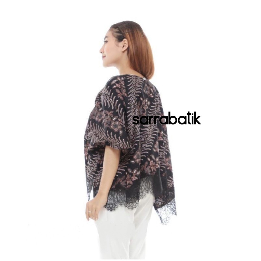 Blus Kalyana Batik Black Series Batwing Brokat Brukat Renda Jumbo Pastel Atasan Batik Pesta