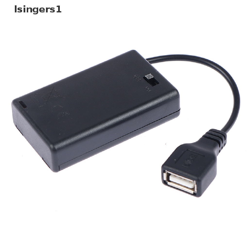 (lsingers1) Kotak Baterai 3 Slot Aa Dengan Port USB + Saklar Switch Untuk Balok Bangunan