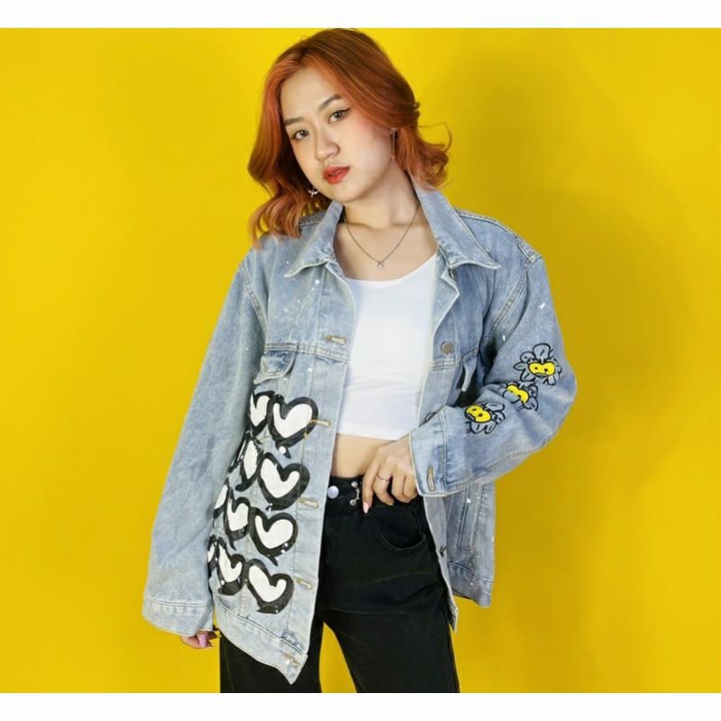 Jaket Jeans Toxic Love Jaket jeans oversized jaket jins bigsize jaket AMR original jaket selebgram j