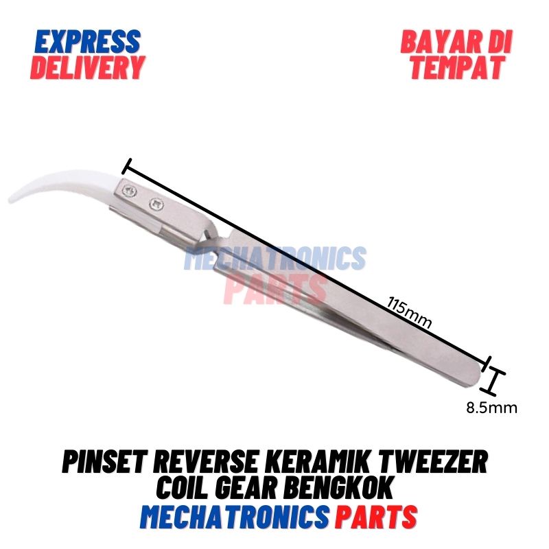 Pinset Reverse Keramik Tweezer Coil Gear Bengkok