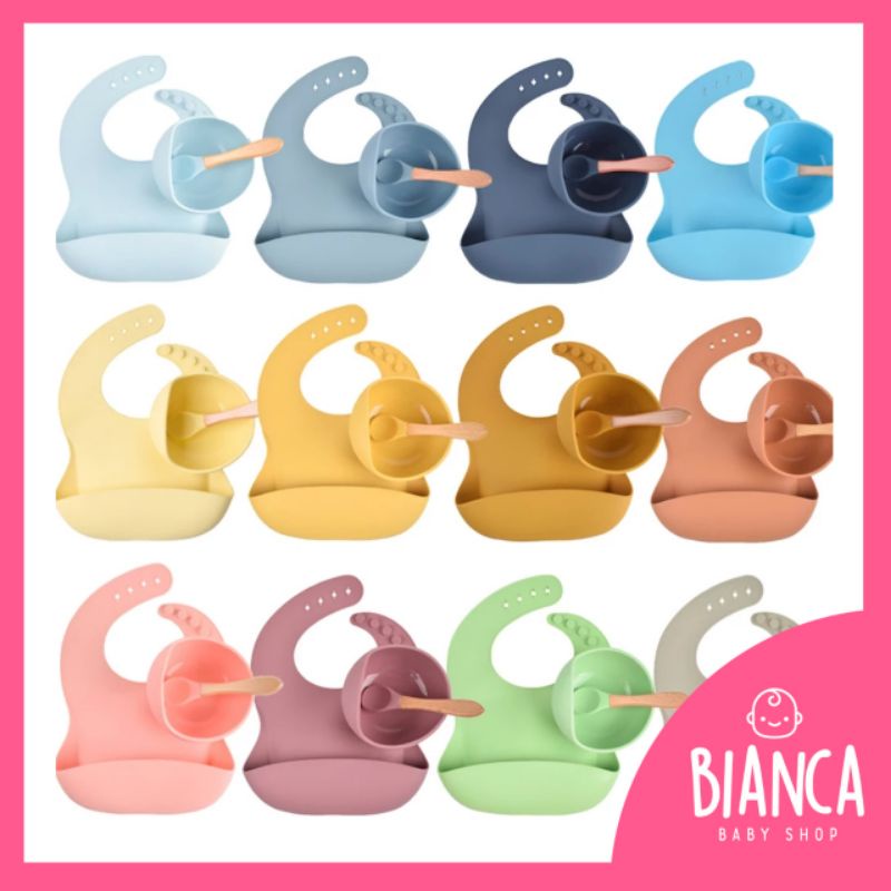 BIANCA - Mangkok Anak Silikon + Bibs Anak Silikon + Sendok