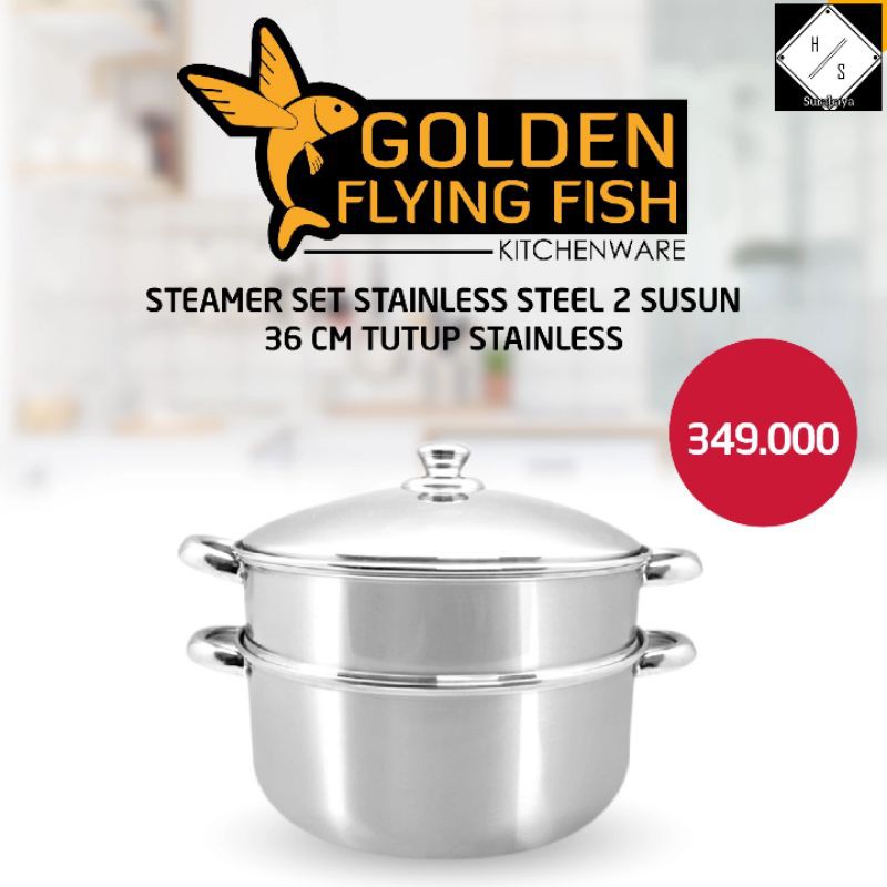 Panci Kukus Steamer 36CM Stainless Steel SNI Food Grade 2 susun
