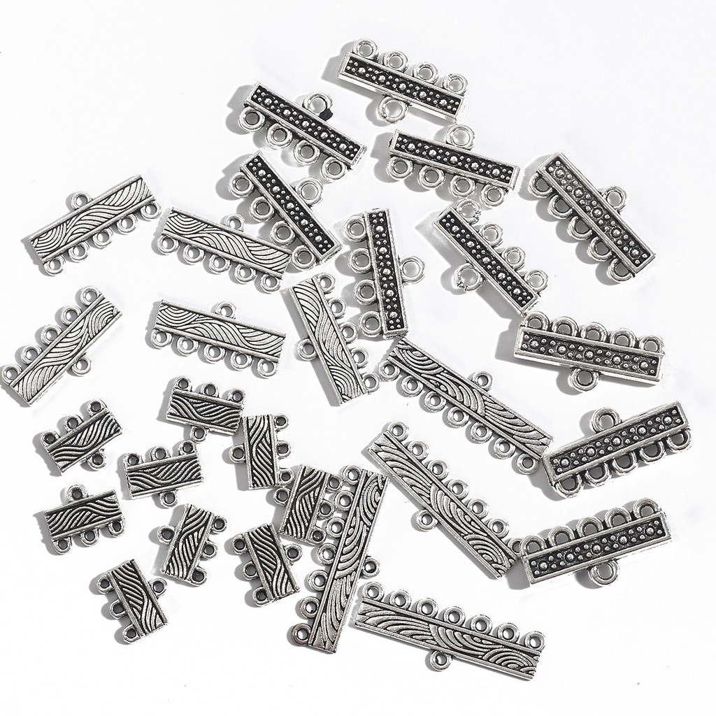 10 PCS/Lot Charms Antique Silver Color 10-30mm with 3-7holes Connector Charms Pendants For Tassel Earrings Jewelry Making