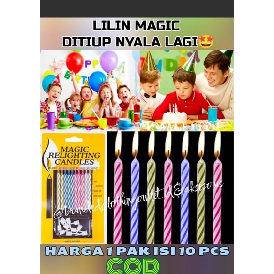 Jual Lilin Magic Relighting Candle Lilin Ajaib Lilin Ulang Tahun Magic Lilin Warna Warni