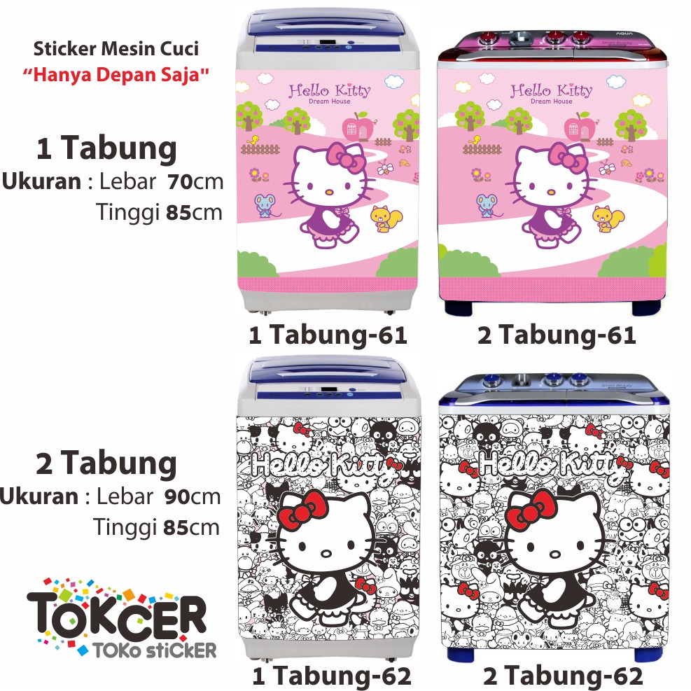 Stiker Mesin Cuci Motif Hello Kitty