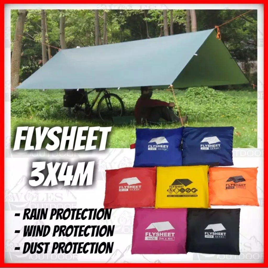 Jual Flysheet 3x4 / flyshet / penutup tenda waterproof bivak 4x3 meter