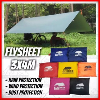 Flysheet 3x4 buscraft flyshet trapteen penutup tenda waterproof bivak 4x3 meter camping