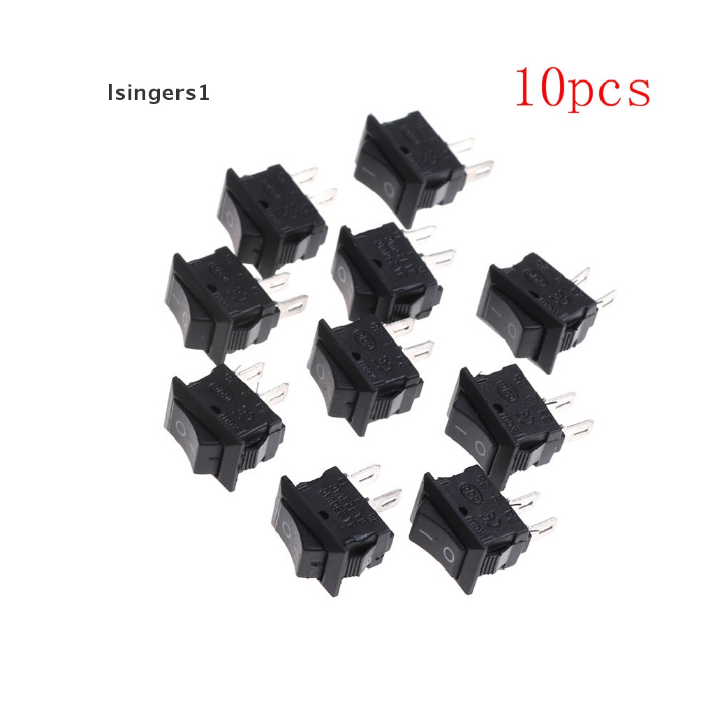 (lsingers1) 10pcs Saklar Rocker Switch 10x15mm KCD1-11 250VAC / 3A 6A 125V AC 2P Warna Hitam