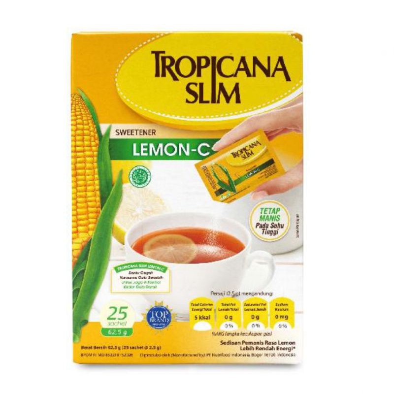 

Tropicana Slim Sweetener Lemon C 25 Sachet/Gula rendah kalori + rasa lemon yang segar