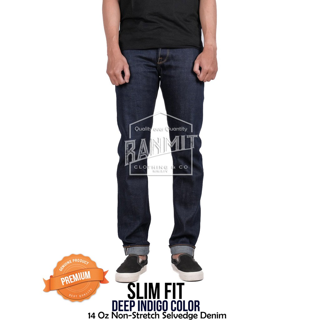 100% Selvedge Denim (Deep Indigo) - Celana Jeans Pria Premium Quality