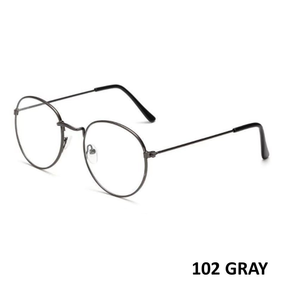 •OKEY BELI•KC103 Kacamata Wanita Lensa Rangka Transparan Retro Vintage Metal Frame Eyeglasses cod-GREY