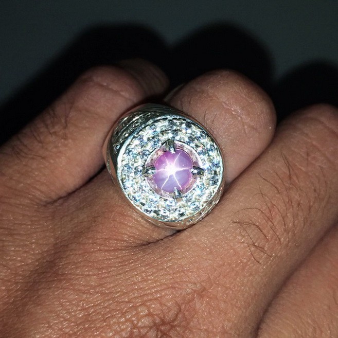 Batu Cincin permata Purple Safir Star ungu Mata Udang Ceylon