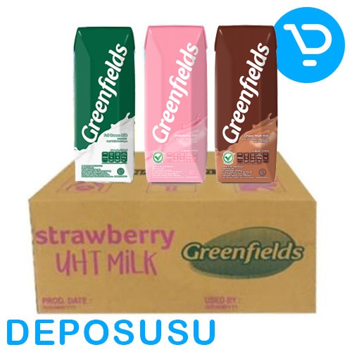 

Susu UHT GREENFIELDS 250ml - Kartonan isi 32 pcs Chocolate/ Full Cream/ Strawberry