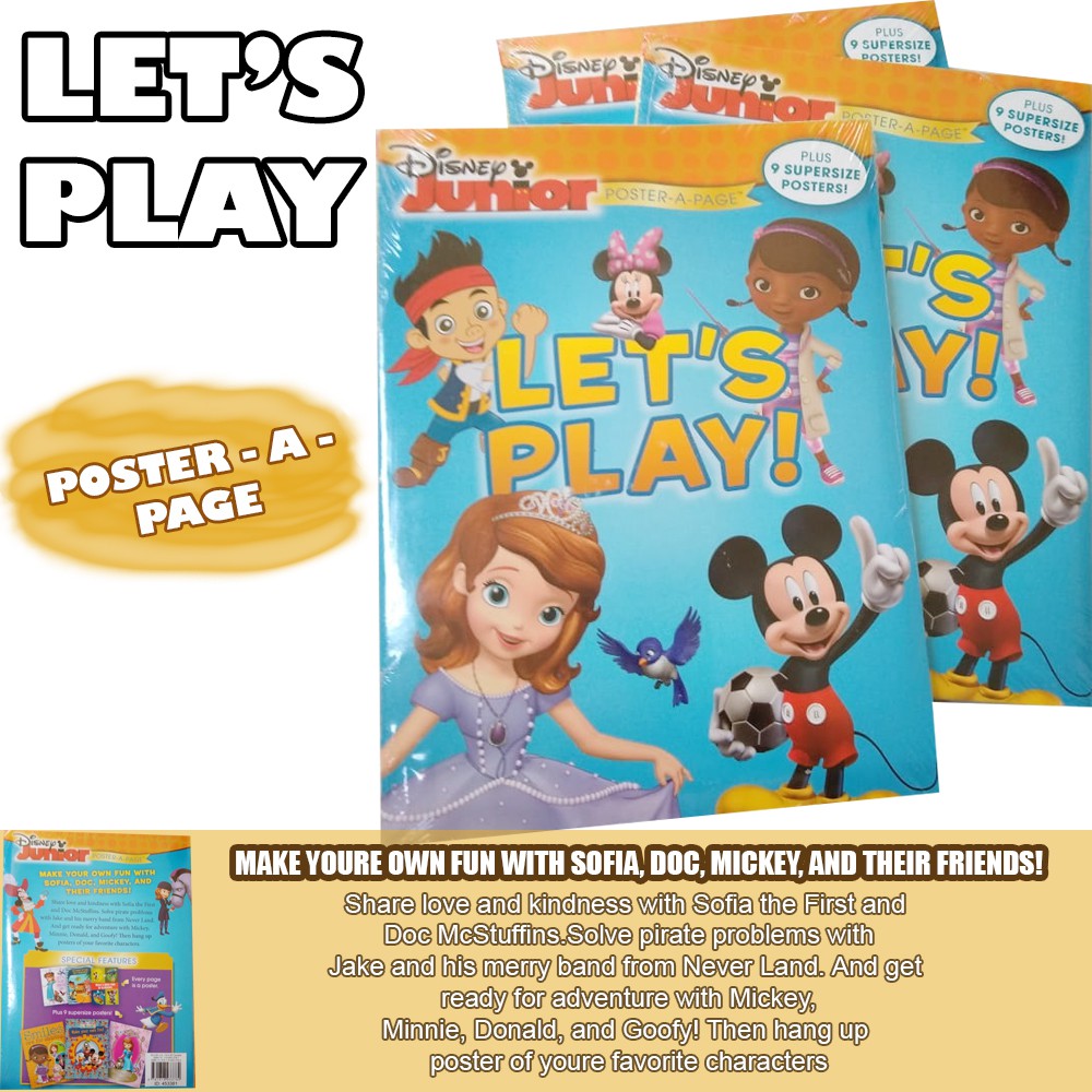 POSTER Buku Karakter Disney Junior Hiasan Dekorasi Kamar - A - PAGE LEST'S PLAY! bbw