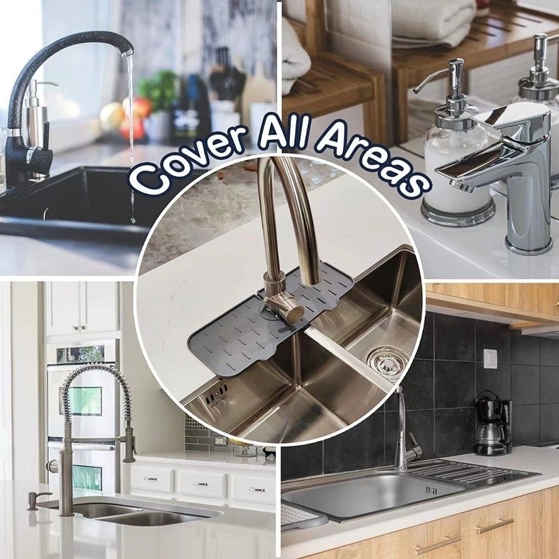 【READY STOCK】 Kitchen Silicone Faucet Absorbent Mat Sink Splash Guard For Bathroom Kitchen Gadgets