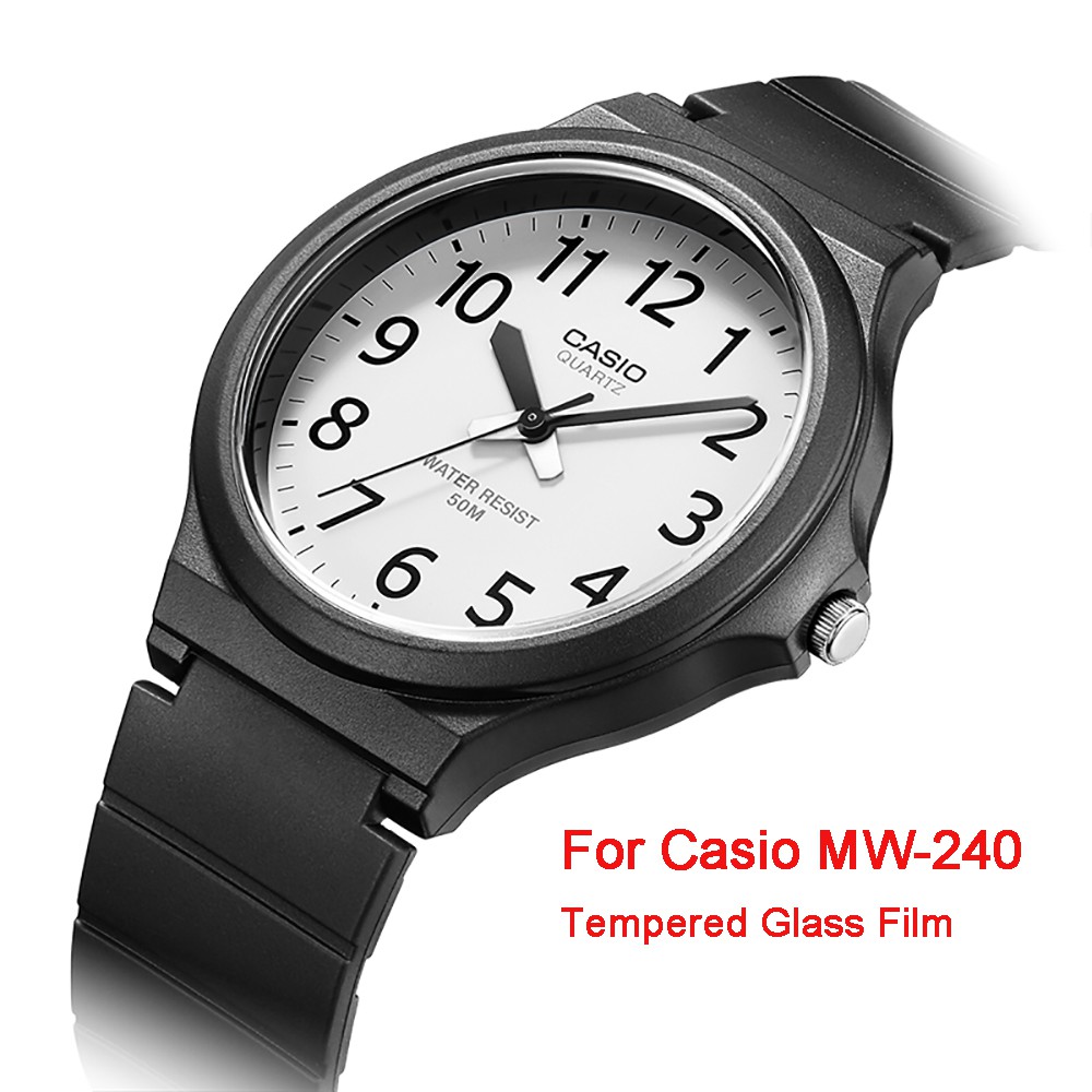 Screen Protector For Casio MW-240 Film Guard 2.5D 9H Clear Watch Accessories Explosion-proof Protective Anti Scratch Glass with Cleaning Tools