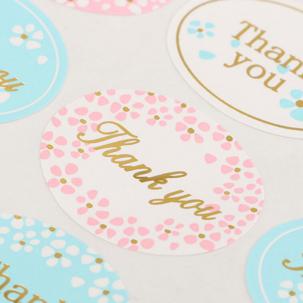 24pcs Stiker Segel Oval Tulisan THANK YOU Warna Emas Untuk Pesta Pernikahan