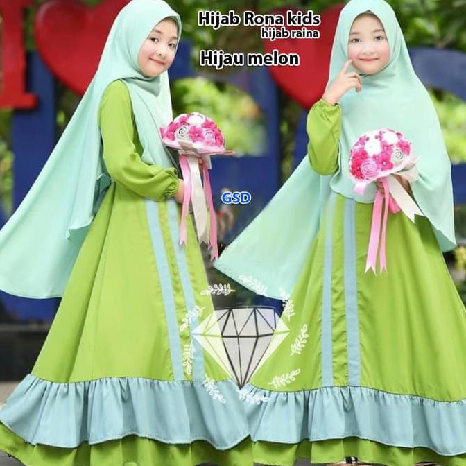 BAJU BUSANA MUSLIM ANAK Setelan hijab anak perempuan/busana ngaji