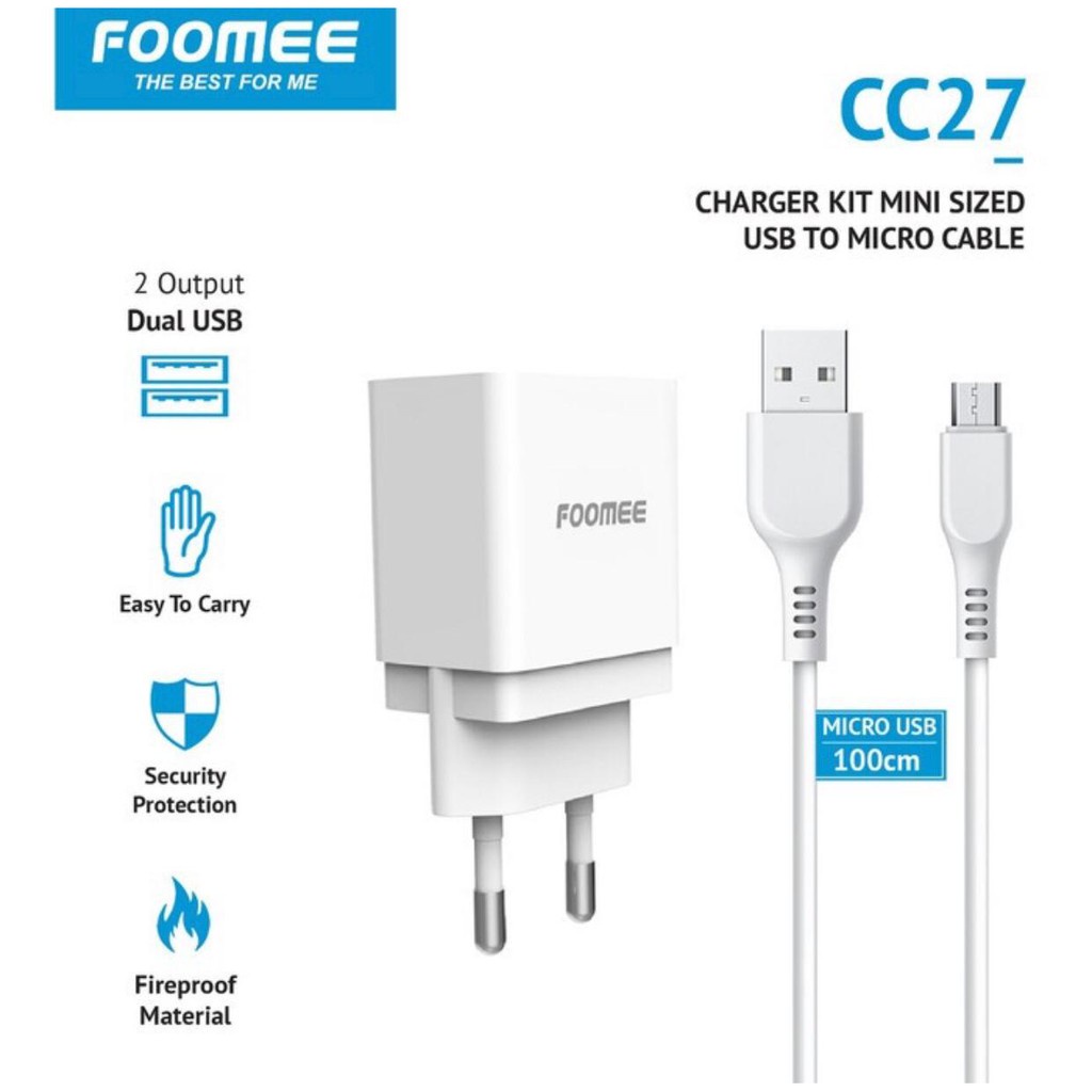 Foomee CC27s Travel Charger Set Micro USB 5V1.5A White