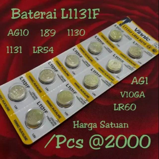 Baterai batre battery VINNIC L1131F/1131/LR60/LR54/AG10 BATRAI JAM TANGAN VINNIC L1131