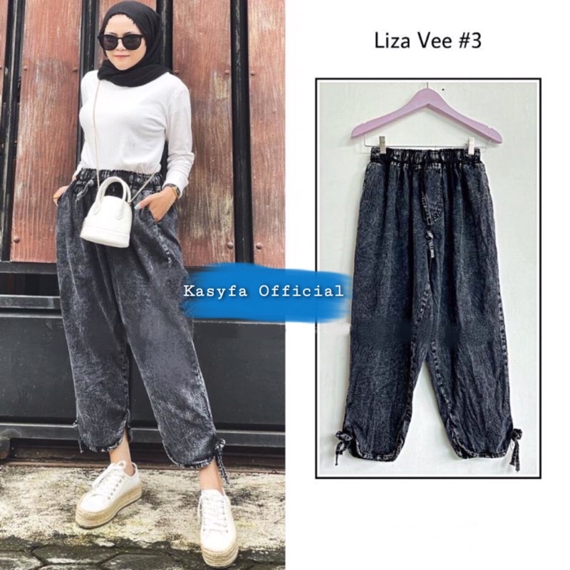 LIZA VEE BAGGY JEANS SNOW TULANG PITA