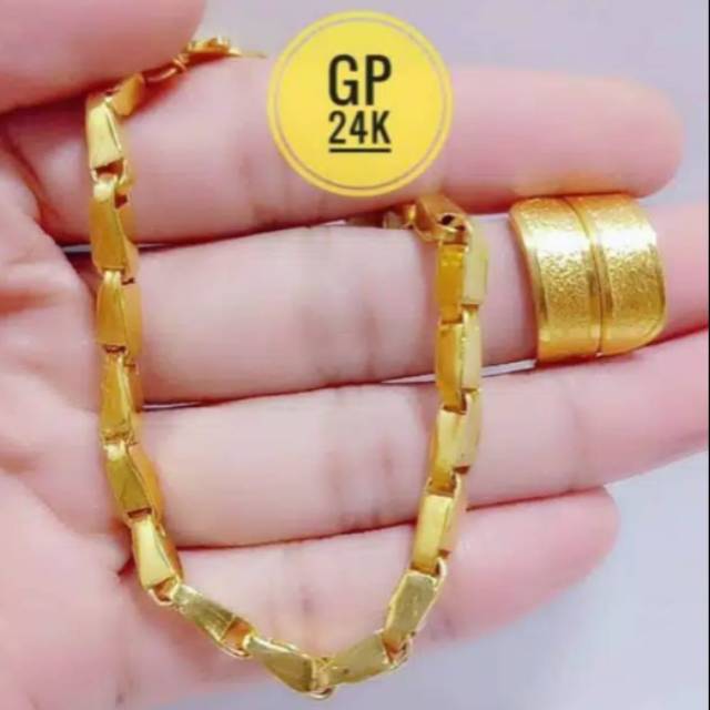 Xuping gelang dan cincin lapis emas 24K 0420