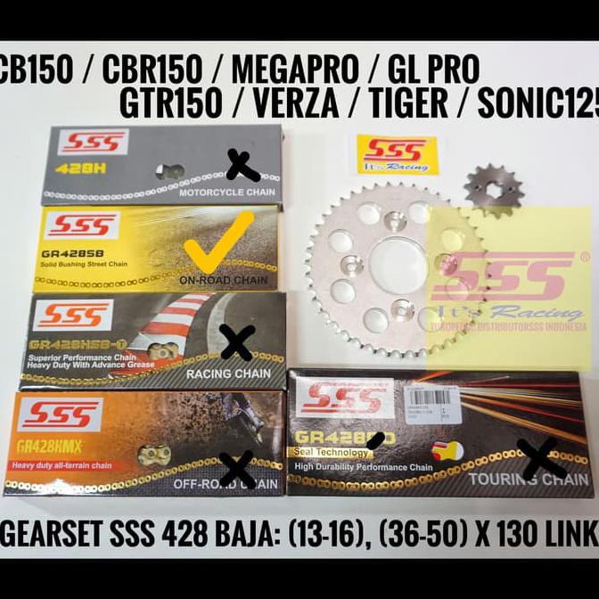 GIR SET SONIC 150 R / SUPRA GTR 150 BAJA 428 SSS SB