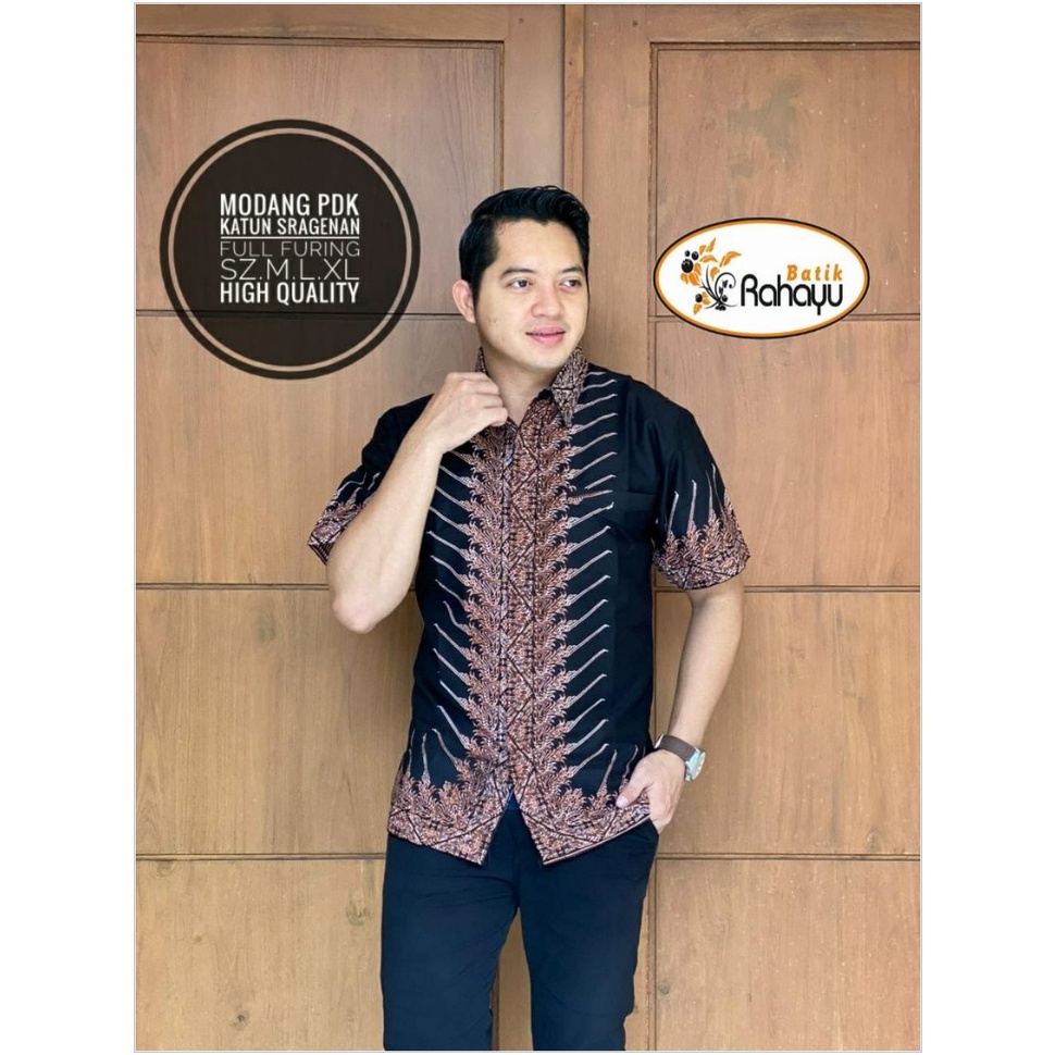 DISKON BESAR MODANG KEMEJA BATIK SOLO PRIA LENGAN PENDEK LAPIS FURING ATASAN PREMIUM MODERN KOPRI PG
