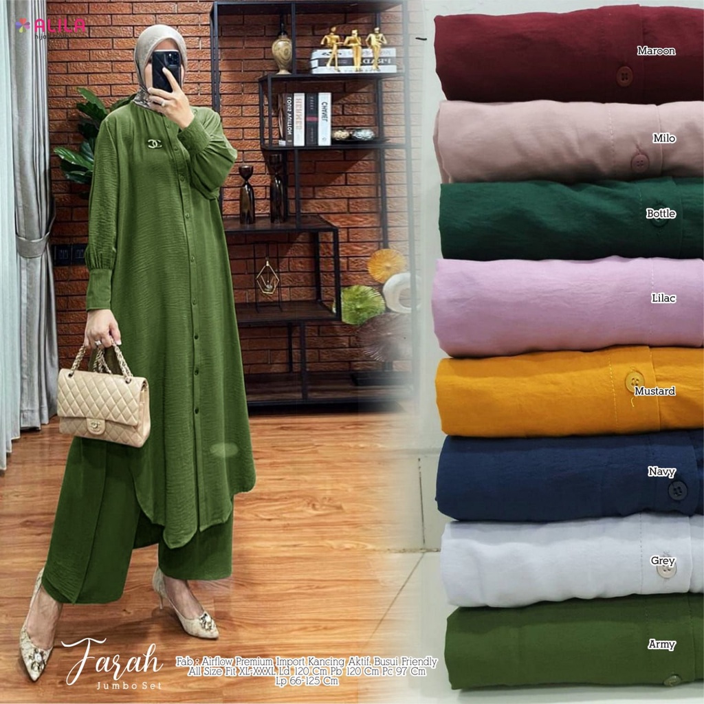 Oneset Tunik Kemeja Celana // Stelan Tunik Polos Rayon Crinkle // Kemeja Panjang // Long Shirt //Cas