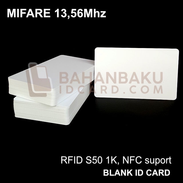 BLANK ID CARD MIFARE 13,56 RFID S50 1k putih, pvc card RFID S50 polos siap cetak atau thermal